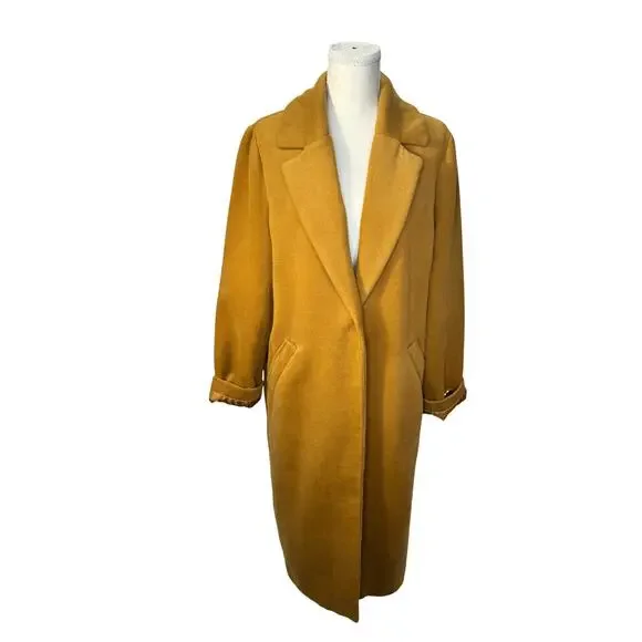 Camel Longline Over Coat Women’s Medium Minimalist Quiet Luxury 90s Old Money - Picture 5 of 16
